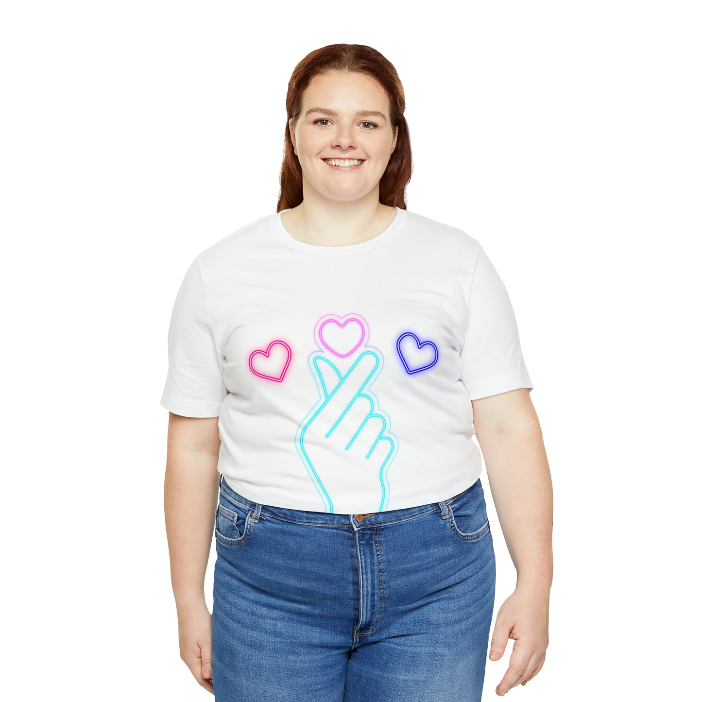 Hand Hearts, T-shirt, Hand, Hearts, Light hearts in a T-shirt, Korean Hand Heart T-shirt