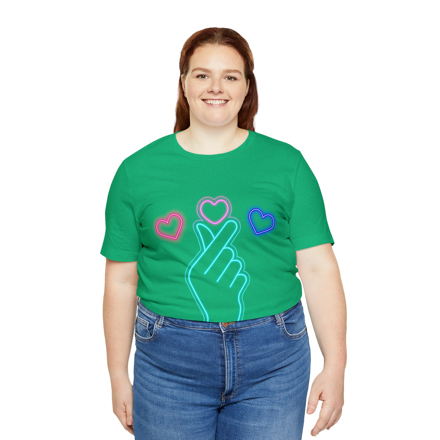 Hand Hearts, T-shirt, Hand, Hearts, Light hearts in a T-shirt, Korean Hand Heart T-shirt