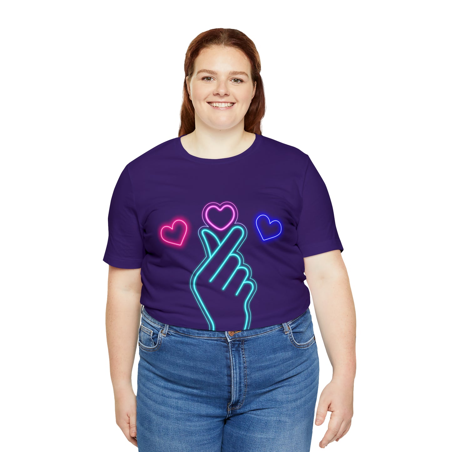 Hand Hearts, T-shirt, Hand, Hearts, Light hearts in a T-shirt, Korean Hand Heart T-shirt