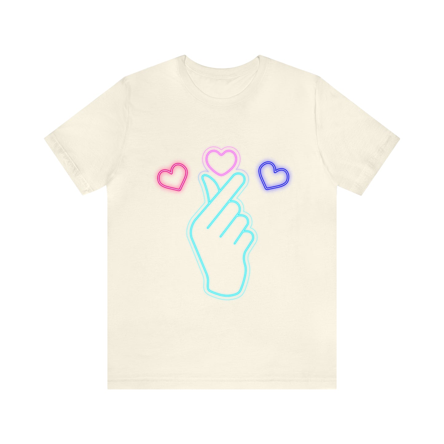 Hand Hearts, T-shirt, Hand, Hearts, Light hearts in a T-shirt, Korean Hand Heart T-shirt