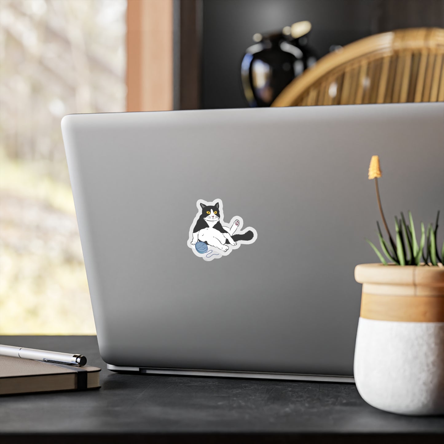 Chonky Cat with Yarn Vinyl Sticker