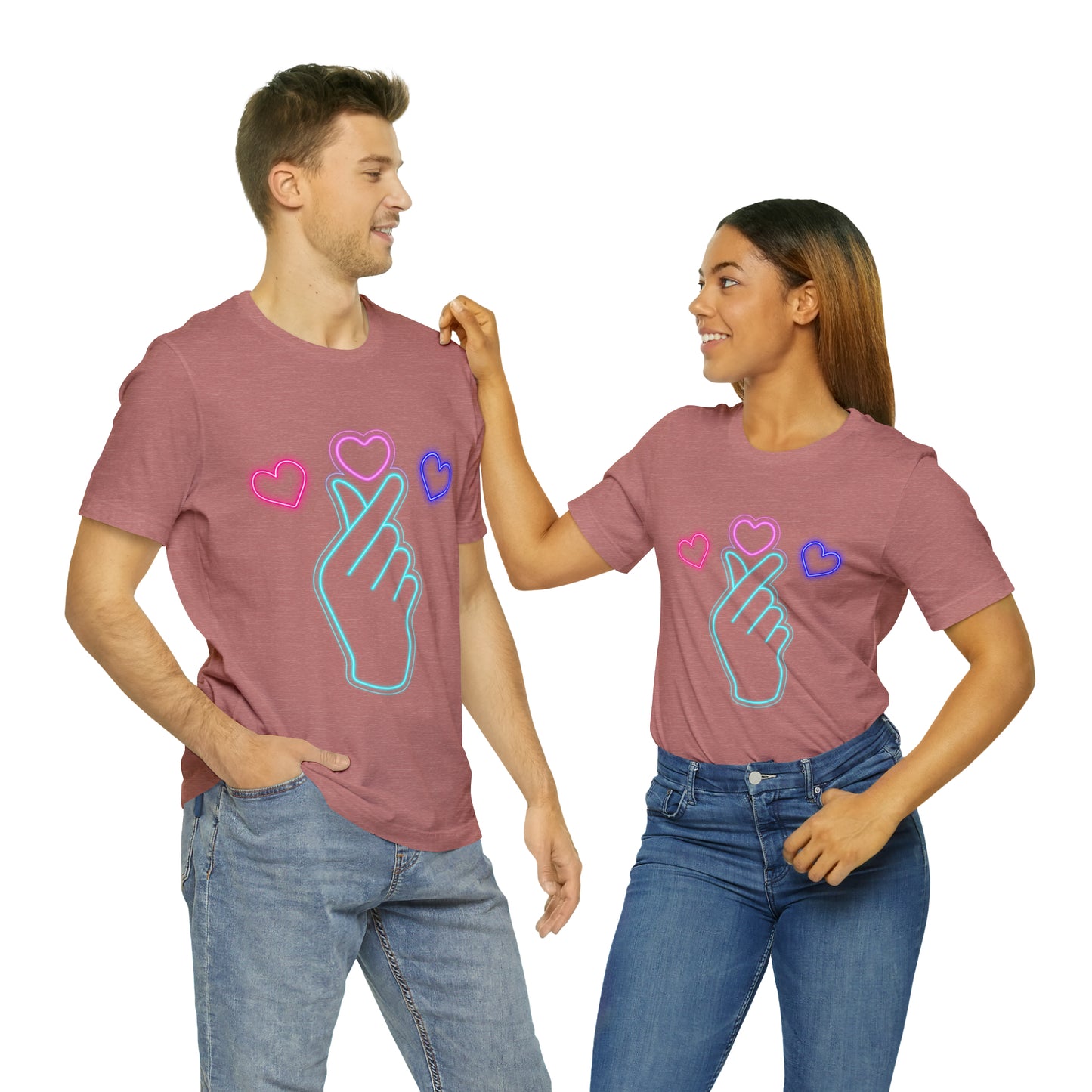 Hand Hearts, T-shirt, Hand, Hearts, Light hearts in a T-shirt, Korean Hand Heart T-shirt