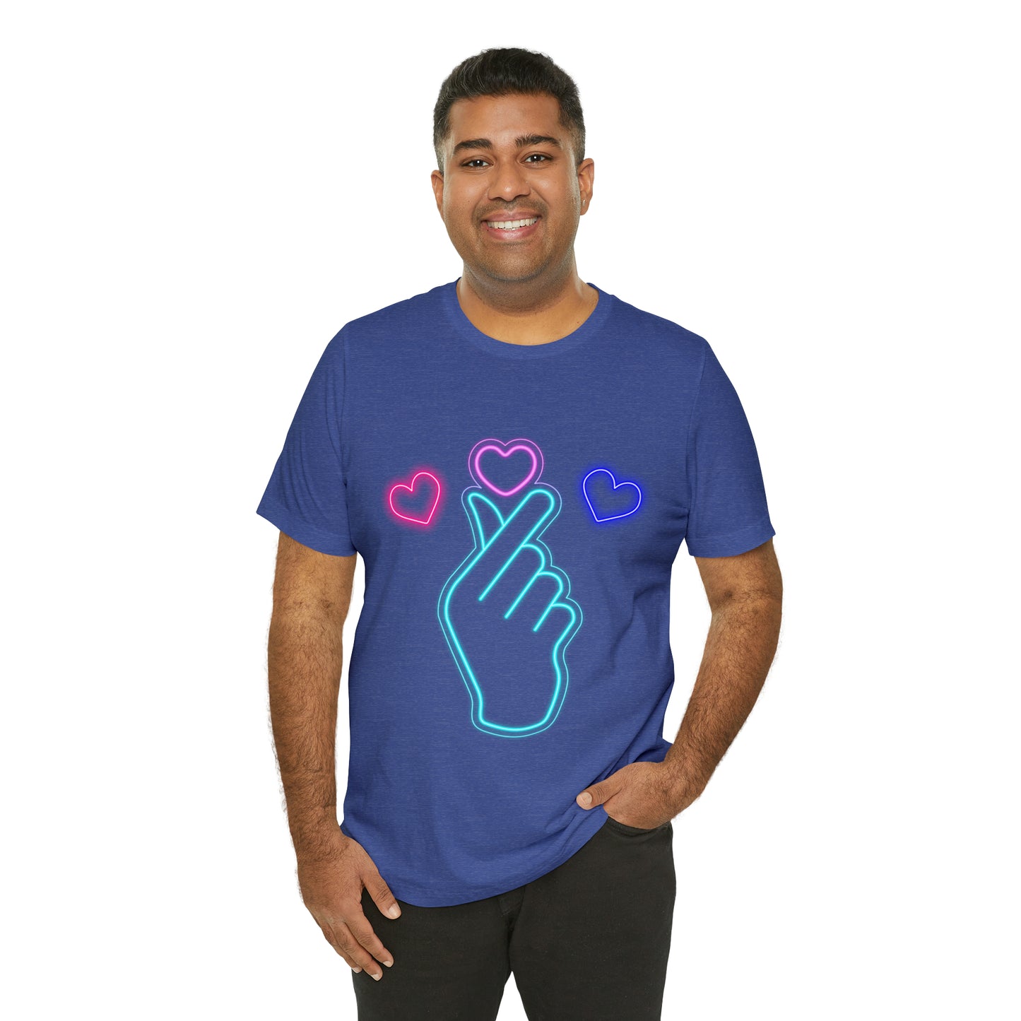 Hand Hearts, T-shirt, Hand, Hearts, Light hearts in a T-shirt, Korean Hand Heart T-shirt