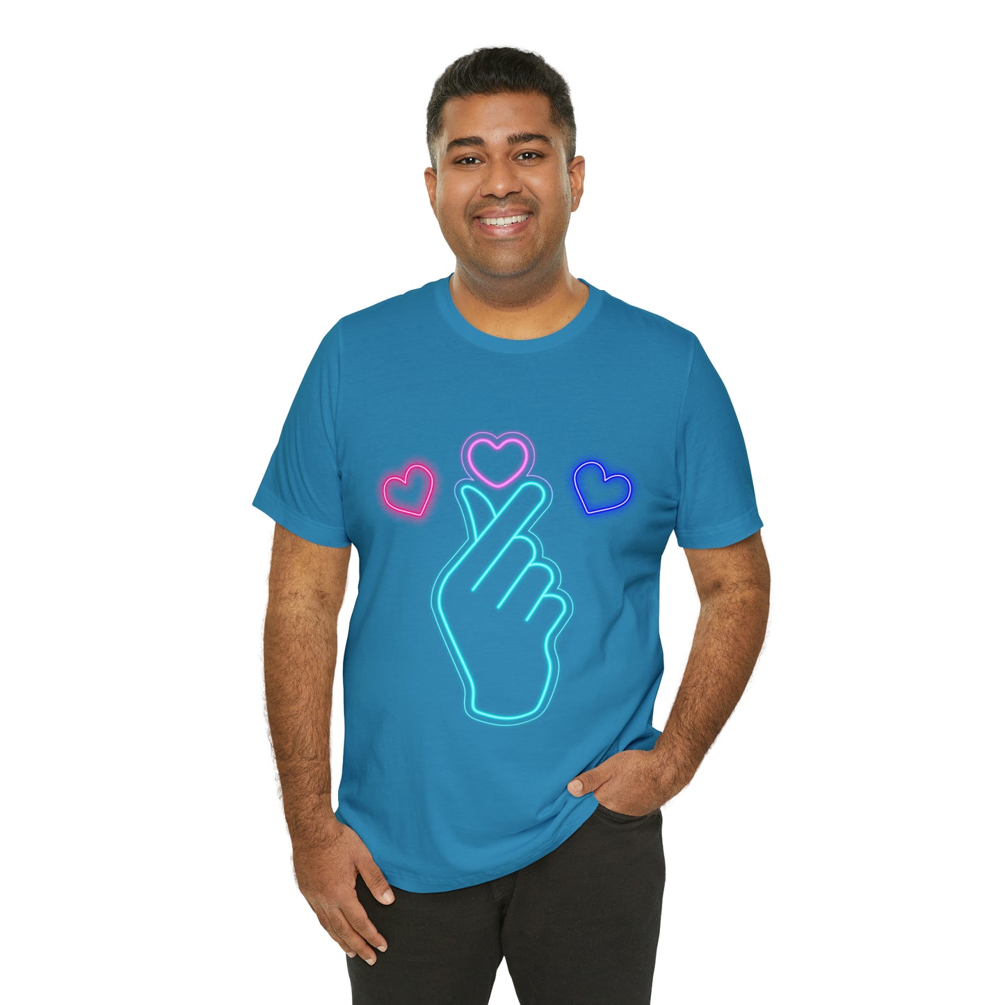 Hand Hearts, T-shirt, Hand, Hearts, Light hearts in a T-shirt, Korean Hand Heart T-shirt