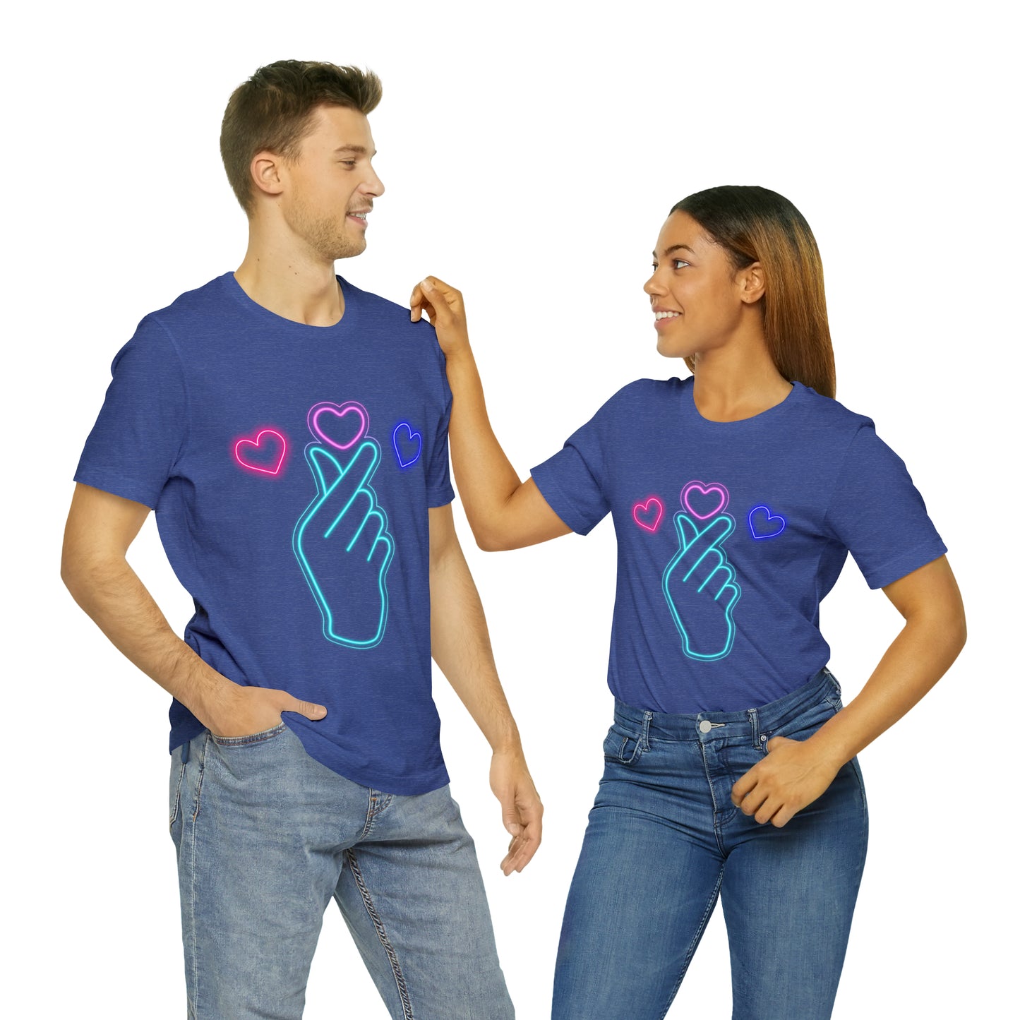 Hand Hearts, T-shirt, Hand, Hearts, Light hearts in a T-shirt, Korean Hand Heart T-shirt
