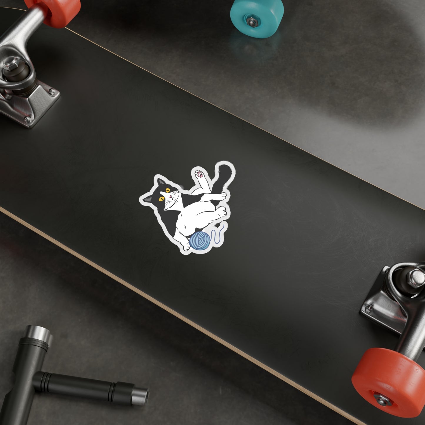 Chonky Cat with Yarn Vinyl Sticker