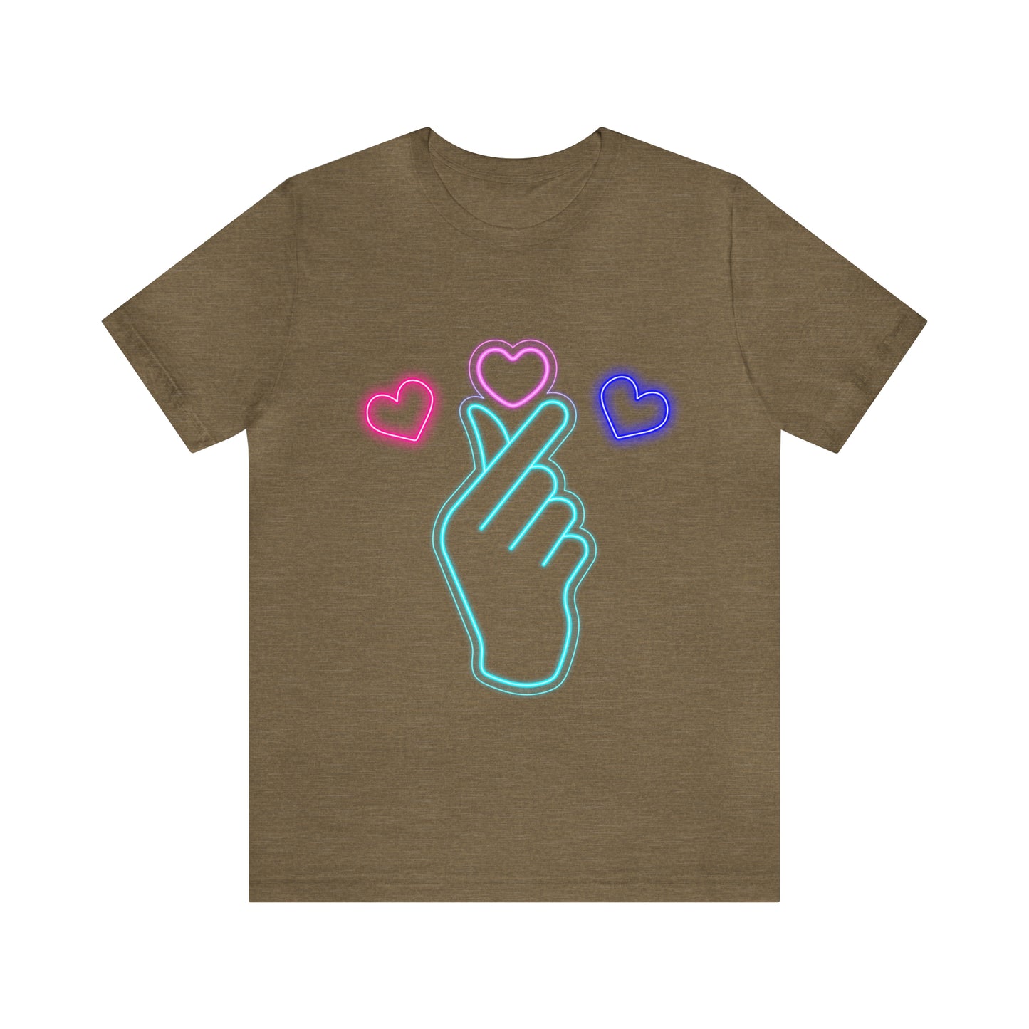 Hand Hearts, T-shirt, Hand, Hearts, Light hearts in a T-shirt, Korean Hand Heart T-shirt