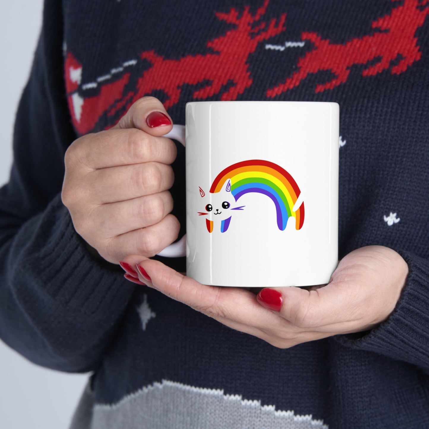 Rainbow Kitty Ceramic Mug 11oz