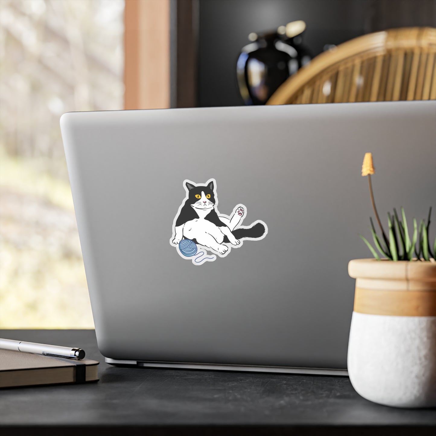 Chonky Cat with Yarn Vinyl Sticker