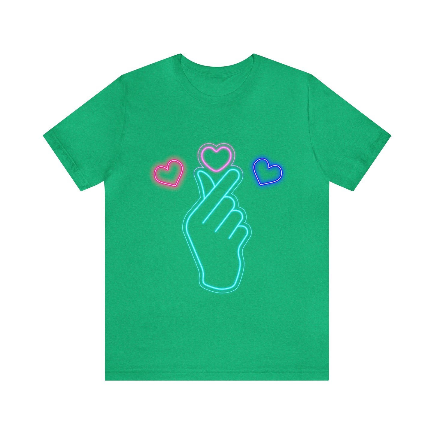 Hand Hearts, T-shirt, Hand, Hearts, Light hearts in a T-shirt, Korean Hand Heart T-shirt