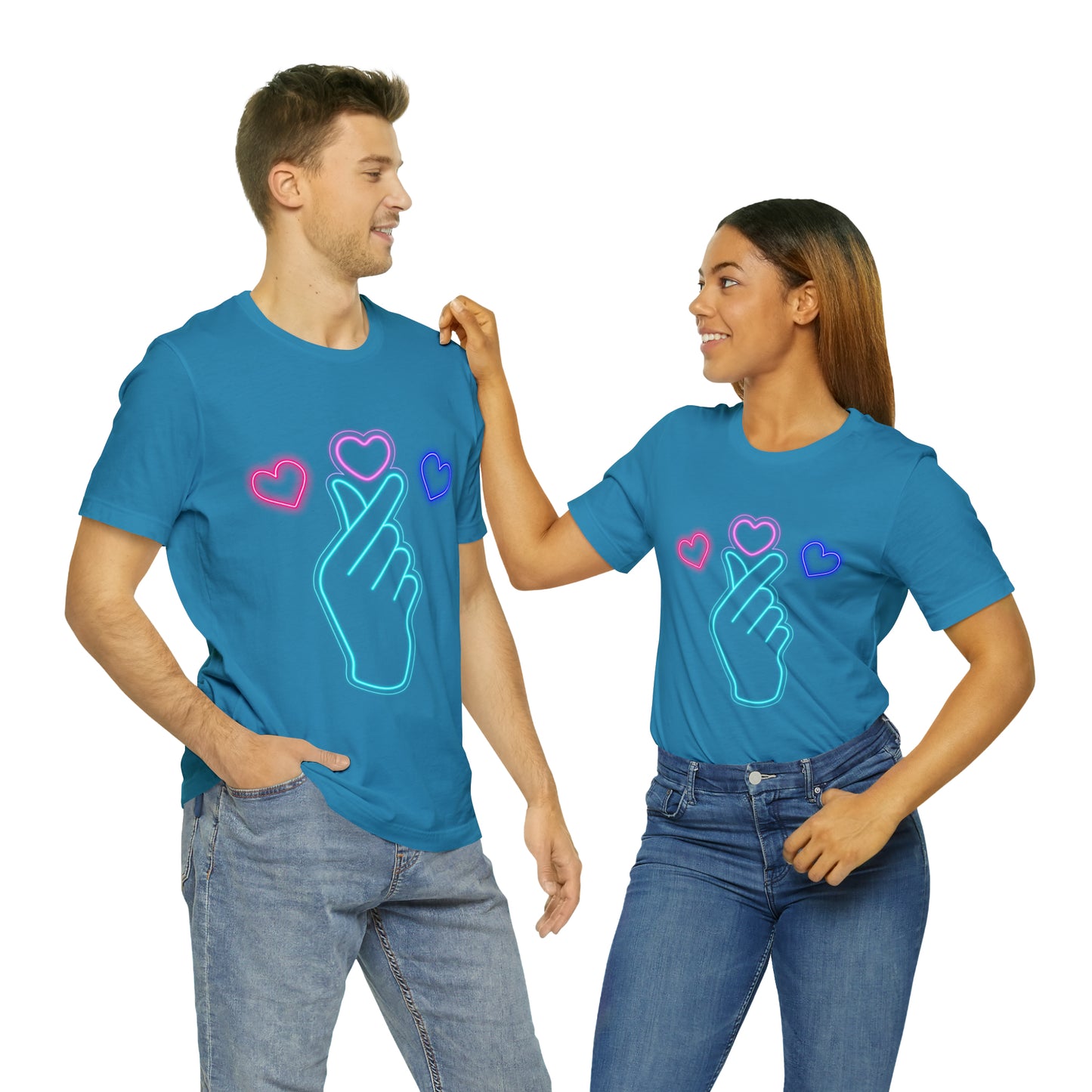 Hand Hearts, T-shirt, Hand, Hearts, Light hearts in a T-shirt, Korean Hand Heart T-shirt