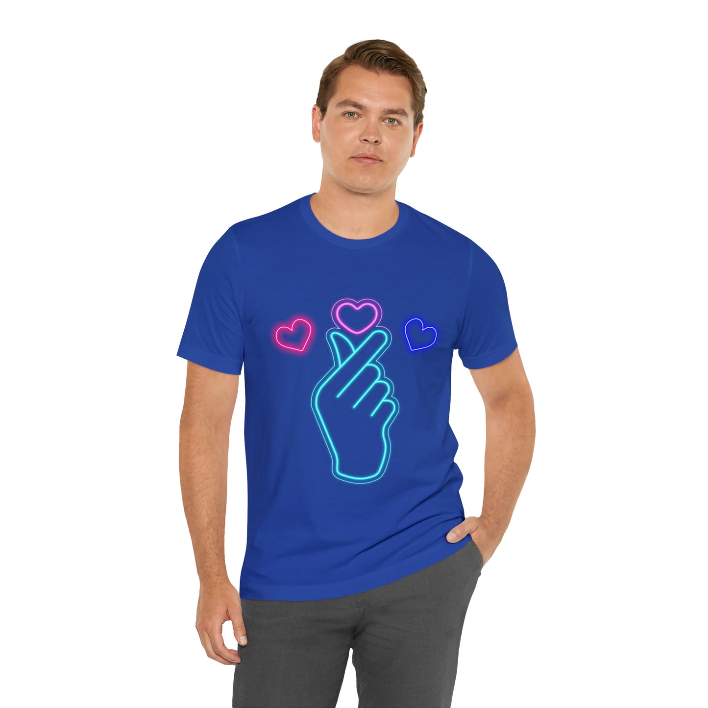 Hand Hearts, T-shirt, Hand, Hearts, Light hearts in a T-shirt, Korean Hand Heart T-shirt