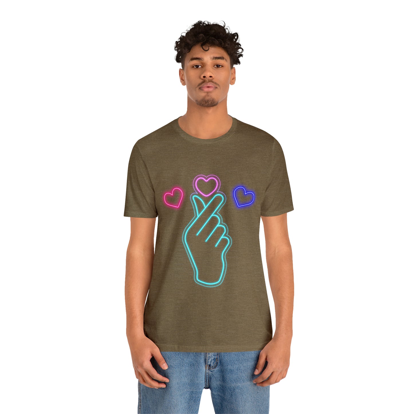 Hand Hearts, T-shirt, Hand, Hearts, Light hearts in a T-shirt, Korean Hand Heart T-shirt