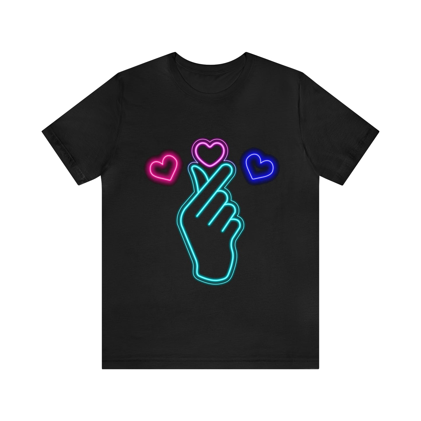 Hand Hearts, T-shirt, Hand, Hearts, Light hearts in a T-shirt, Korean Hand Heart T-shirt