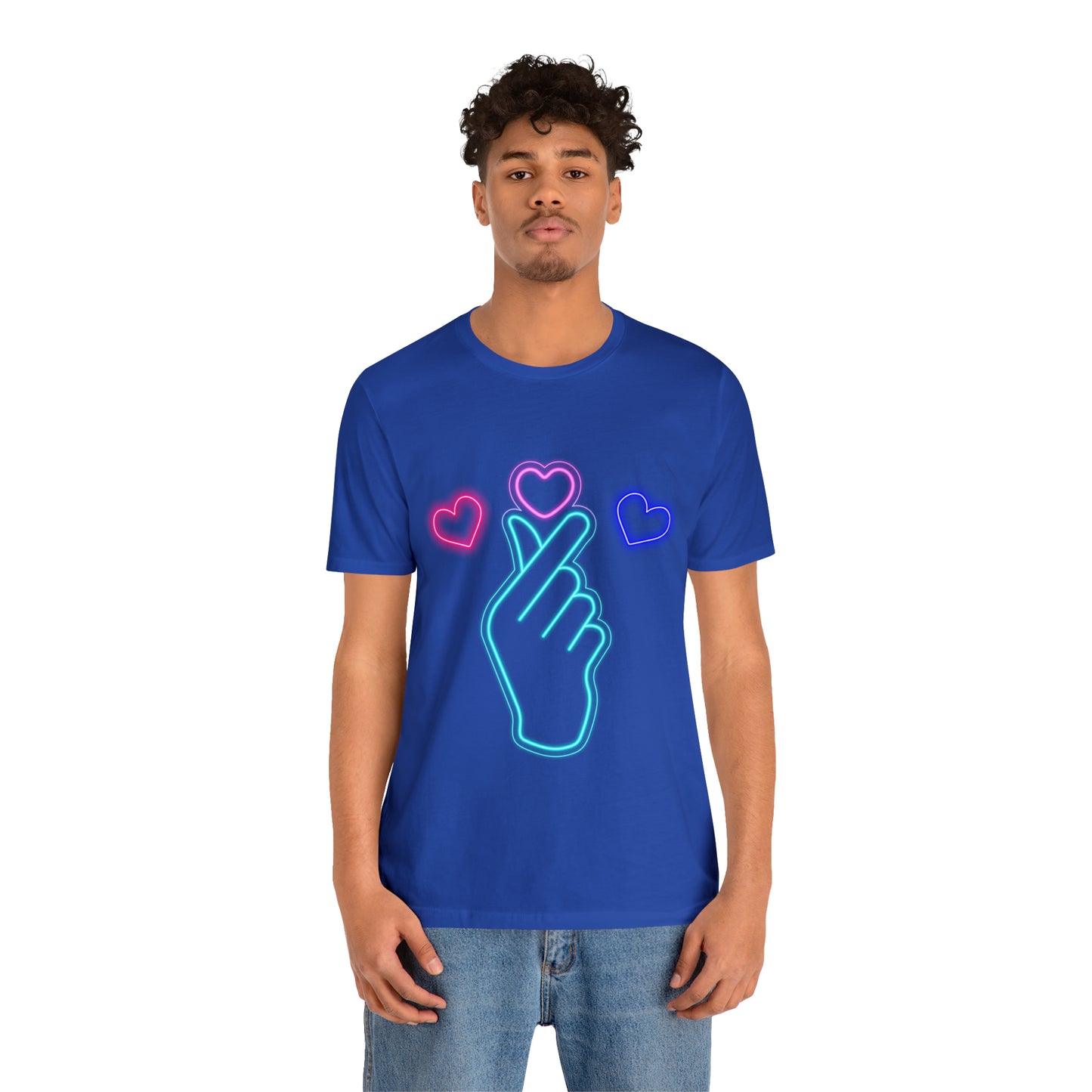 Hand Hearts, T-shirt, Hand, Hearts, Light hearts in a T-shirt, Korean Hand Heart T-shirt