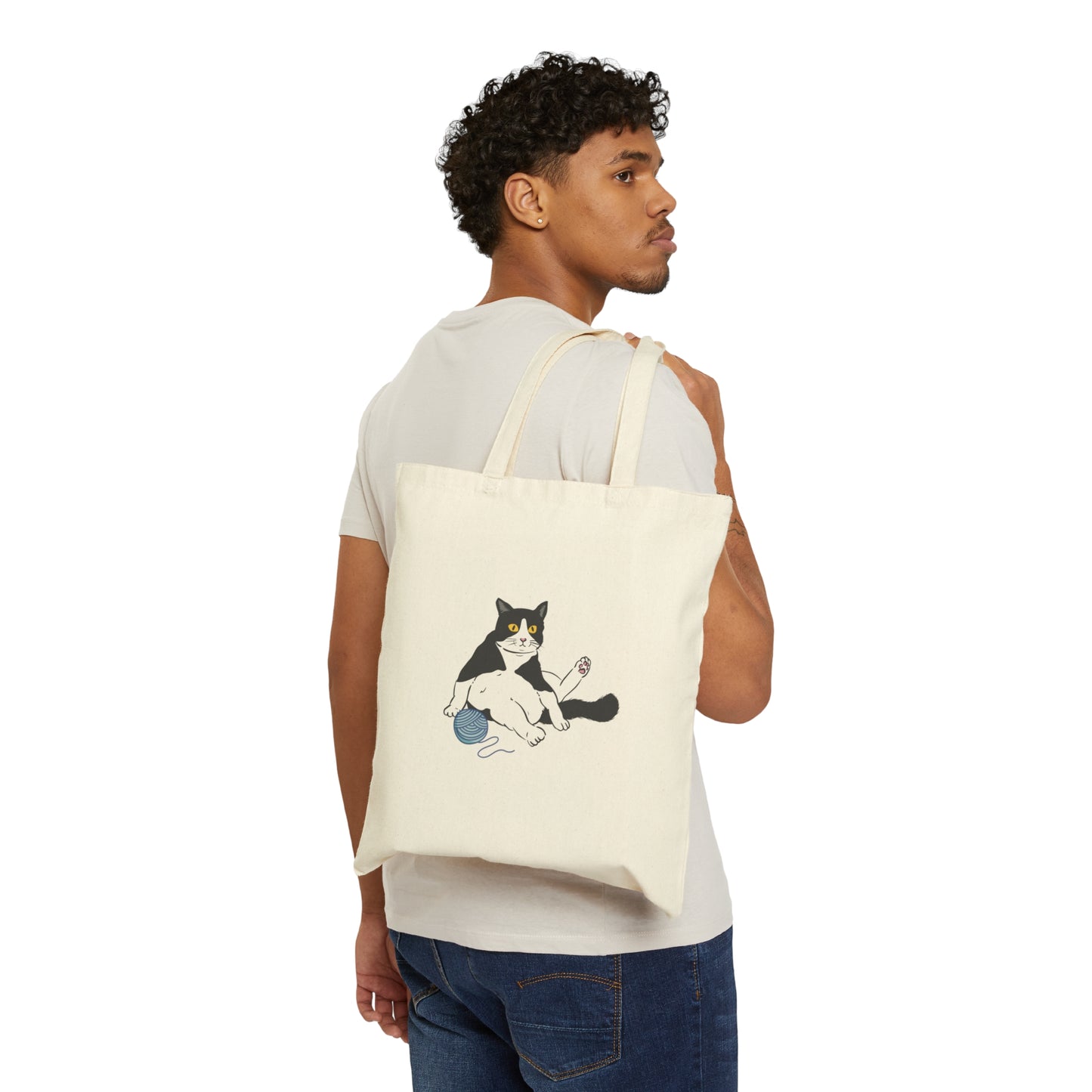Chonky Cat with Yarn Tote Bag