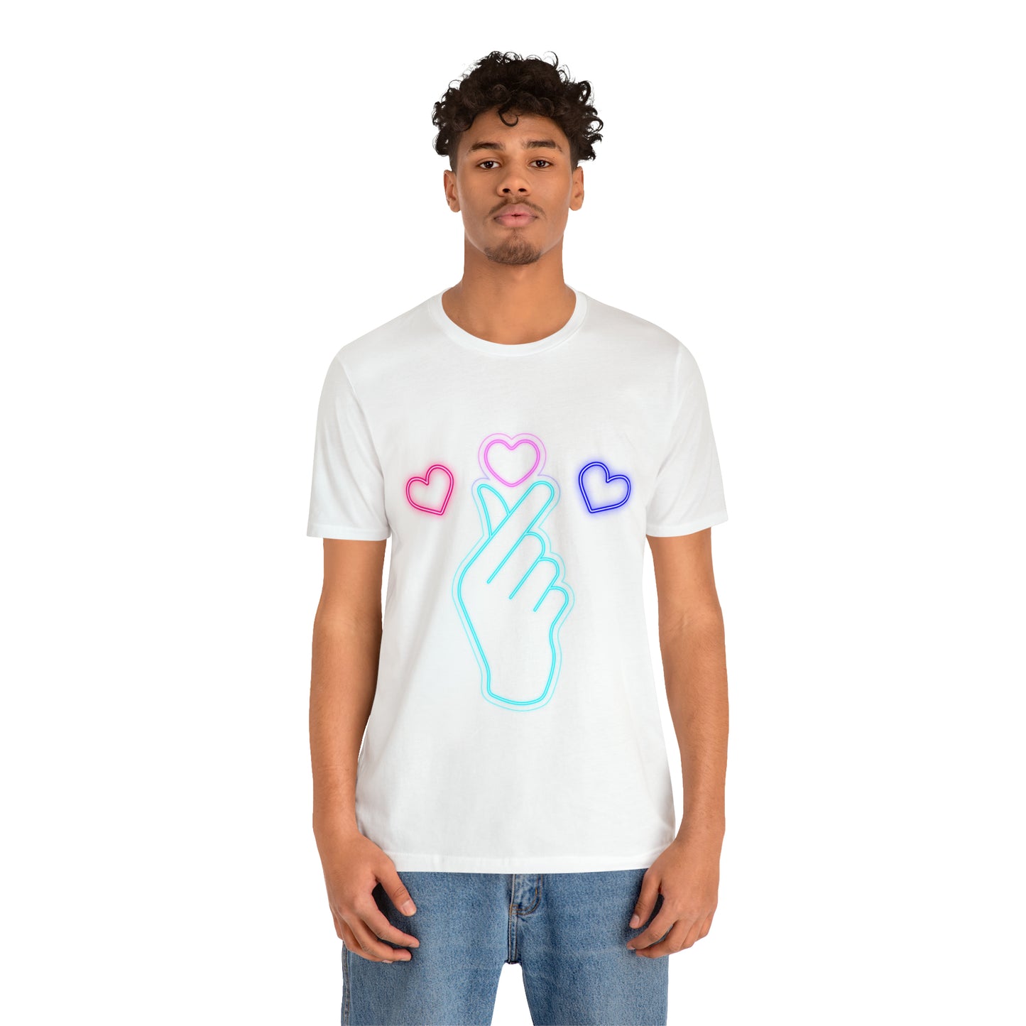 Hand Hearts, T-shirt, Hand, Hearts, Light hearts in a T-shirt, Korean Hand Heart T-shirt