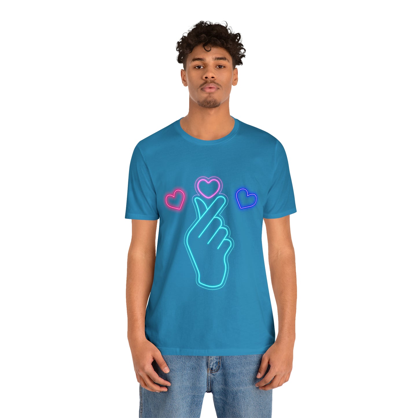 Hand Hearts, T-shirt, Hand, Hearts, Light hearts in a T-shirt, Korean Hand Heart T-shirt