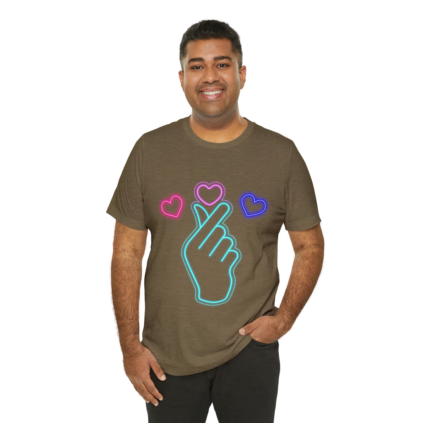 Hand Hearts, T-shirt, Hand, Hearts, Light hearts in a T-shirt, Korean Hand Heart T-shirt