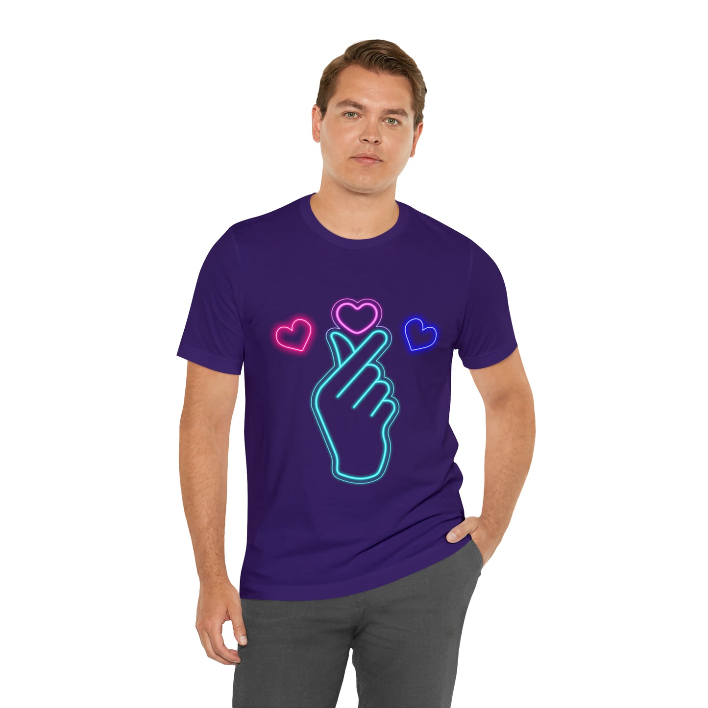 Hand Hearts, T-shirt, Hand, Hearts, Light hearts in a T-shirt, Korean Hand Heart T-shirt