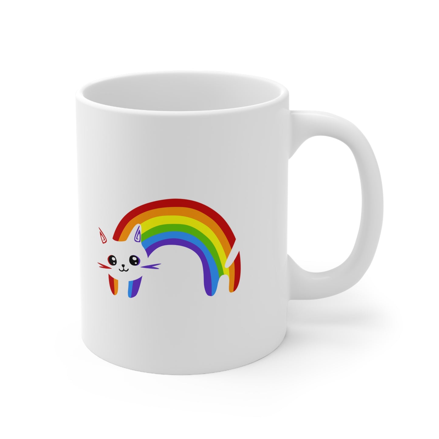 Rainbow Kitty Ceramic Mug 11oz