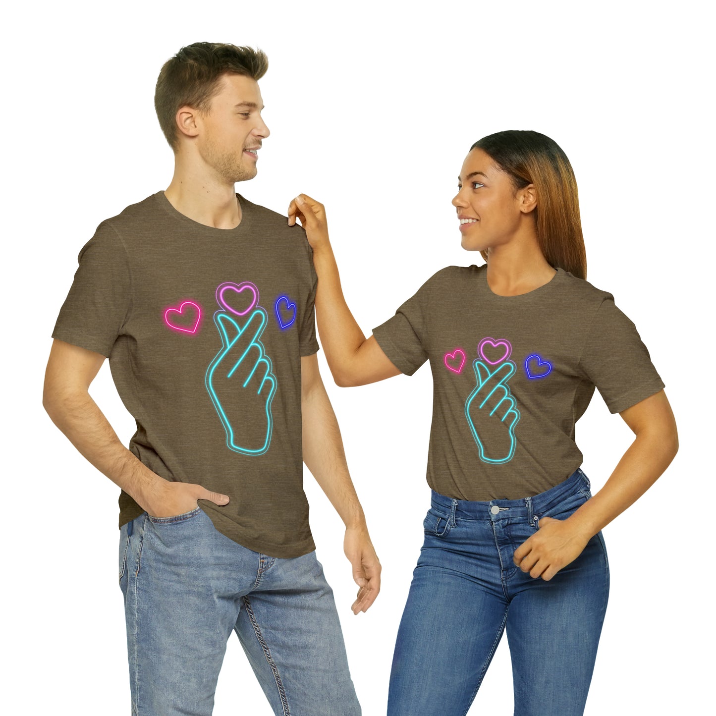Hand Hearts, T-shirt, Hand, Hearts, Light hearts in a T-shirt, Korean Hand Heart T-shirt