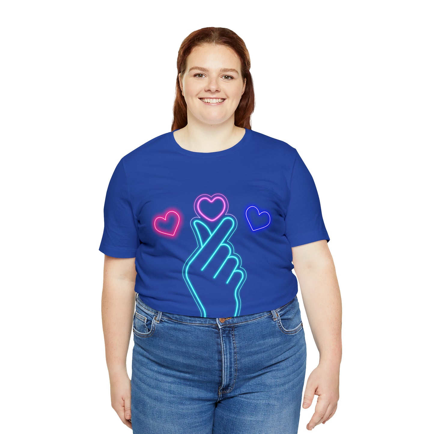 Hand Hearts, T-shirt, Hand, Hearts, Light hearts in a T-shirt, Korean Hand Heart T-shirt