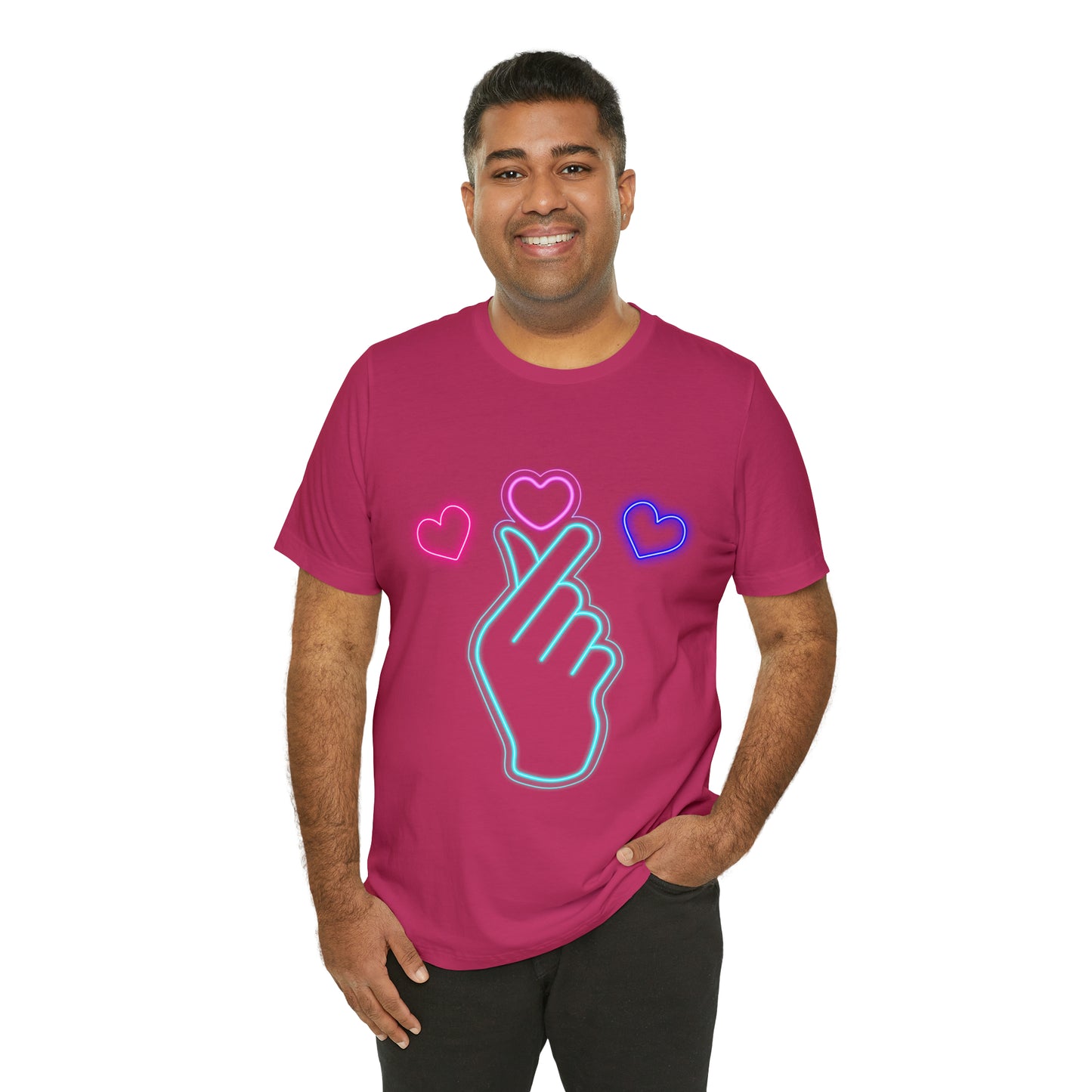 Hand Hearts, T-shirt, Hand, Hearts, Light hearts in a T-shirt, Korean Hand Heart T-shirt