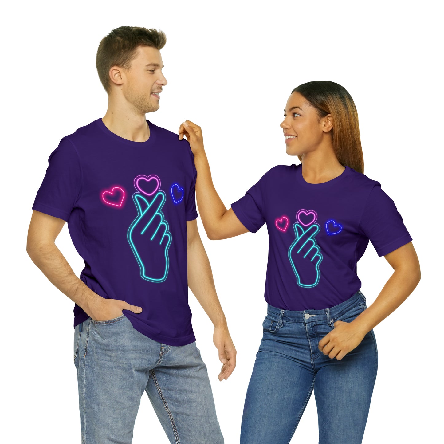 Hand Hearts, T-shirt, Hand, Hearts, Light hearts in a T-shirt, Korean Hand Heart T-shirt