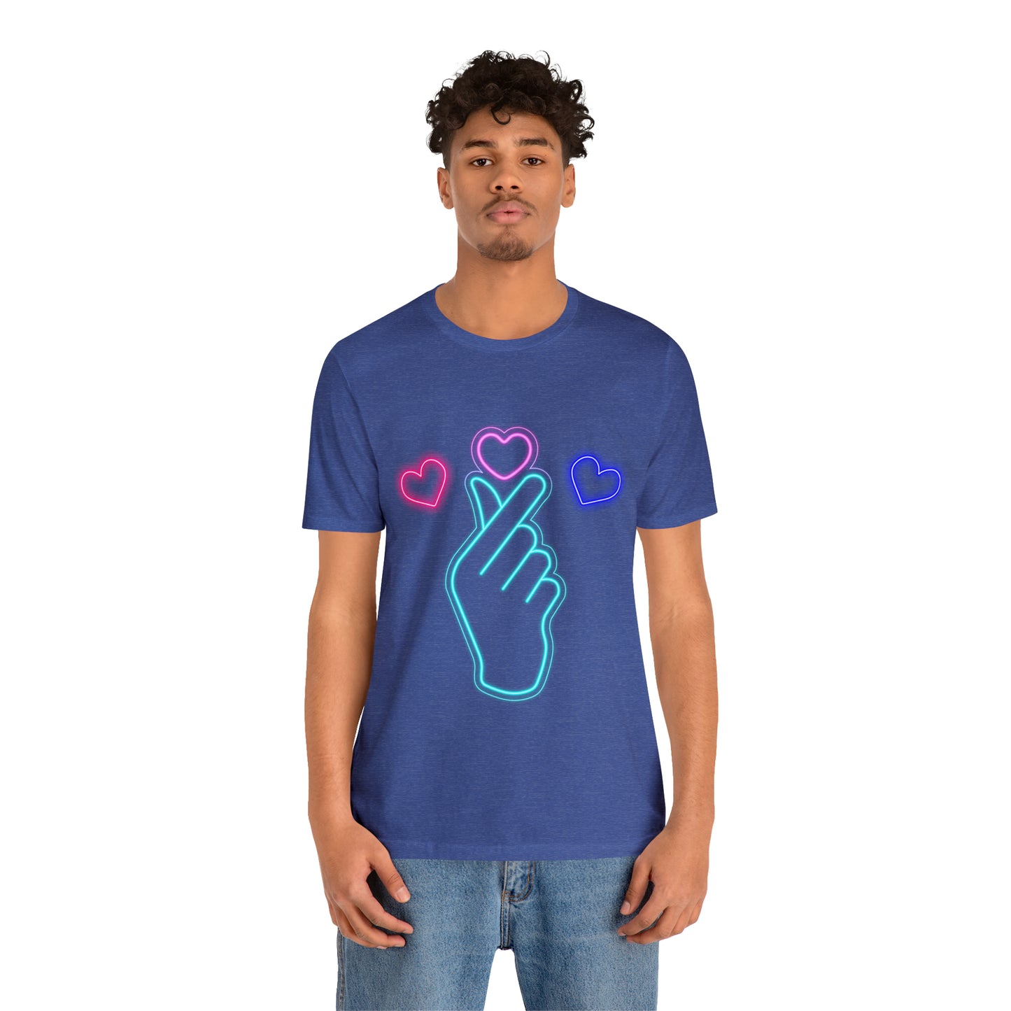 Hand Hearts, T-shirt, Hand, Hearts, Light hearts in a T-shirt, Korean Hand Heart T-shirt