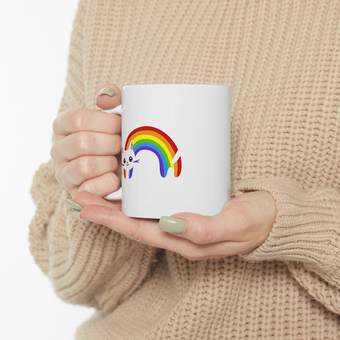 Rainbow Kitty Ceramic Mug 11oz