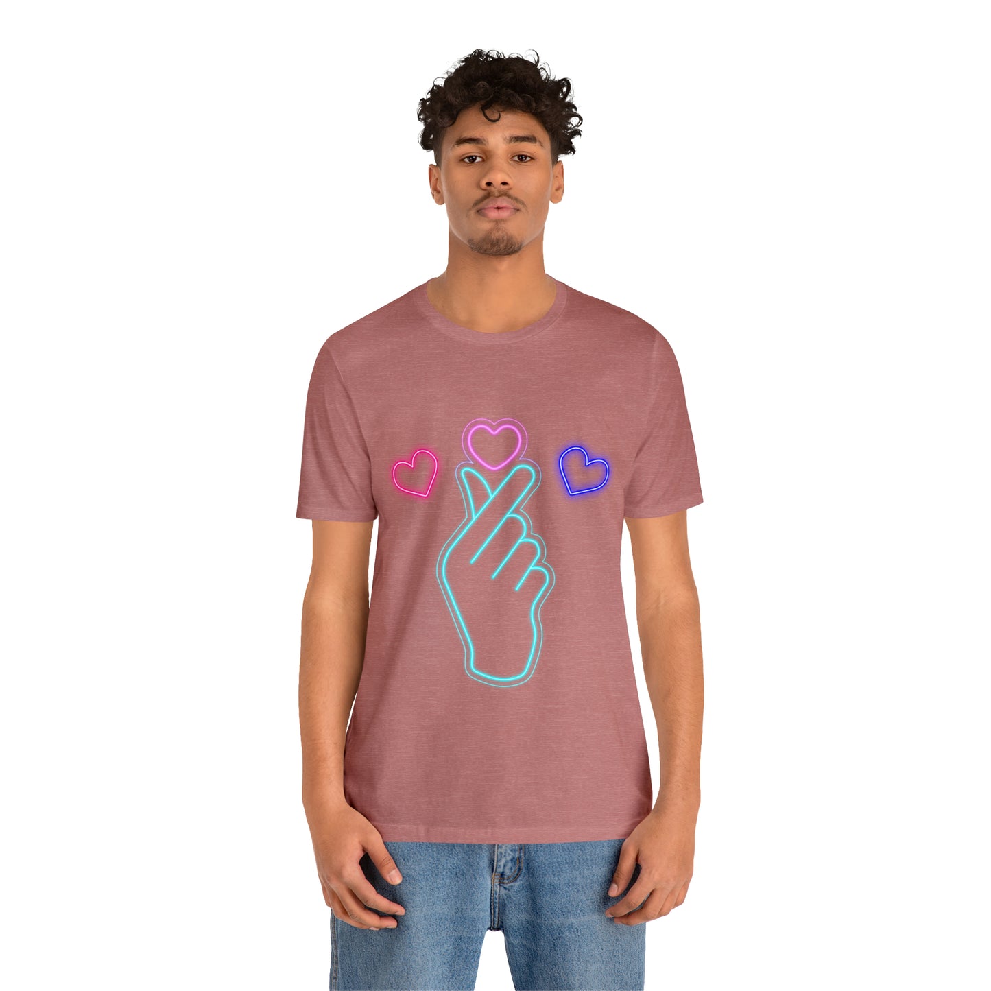 Hand Hearts, T-shirt, Hand, Hearts, Light hearts in a T-shirt, Korean Hand Heart T-shirt