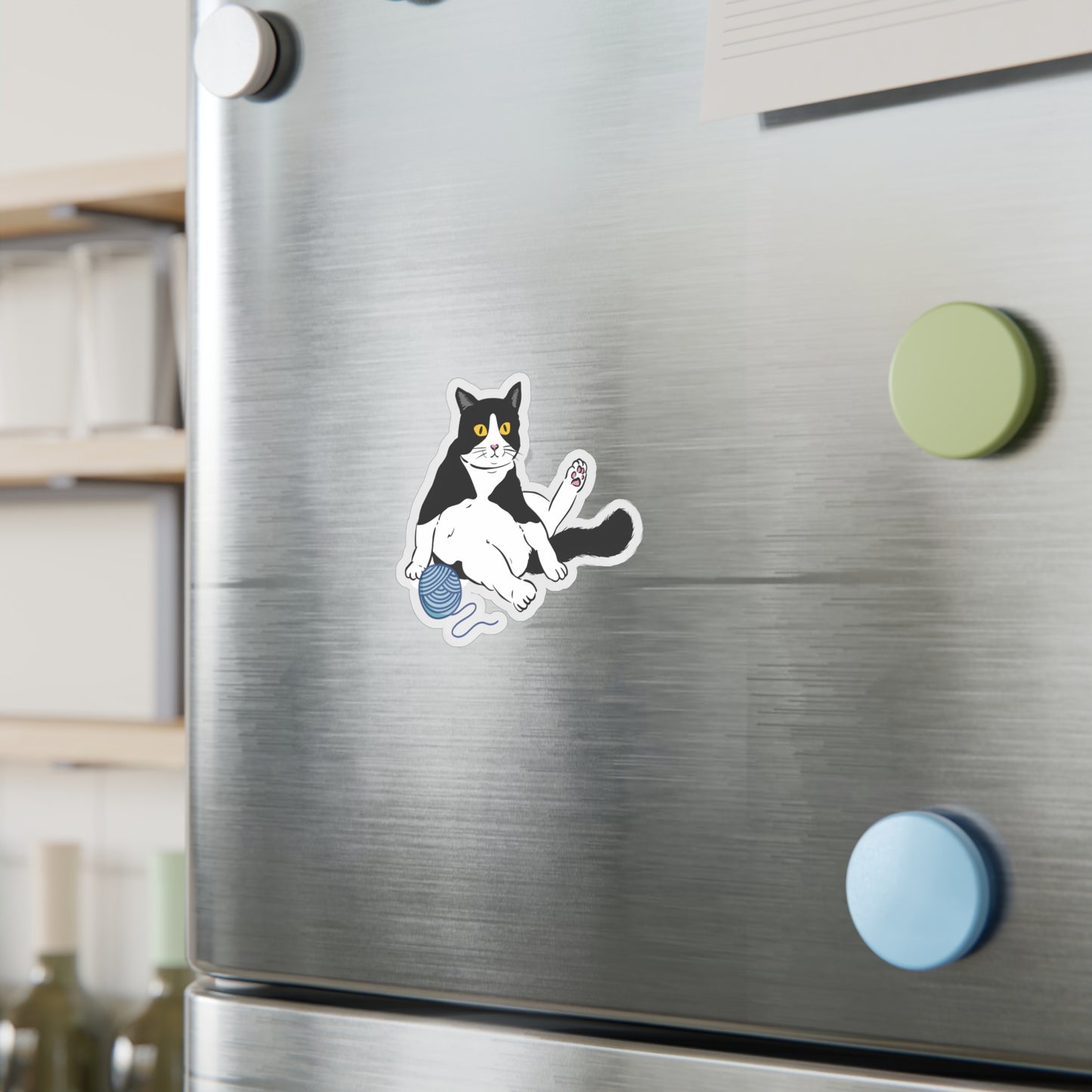 Chonky Cat with Yarn Vinyl Sticker