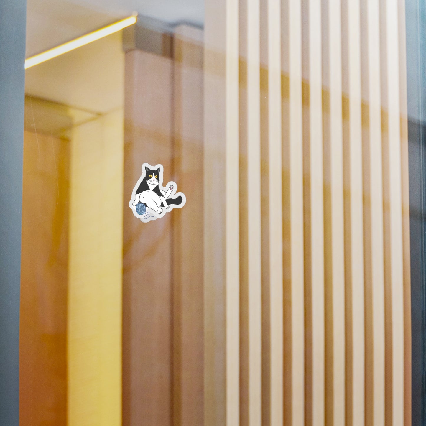 Chonky Cat with Yarn Vinyl Sticker