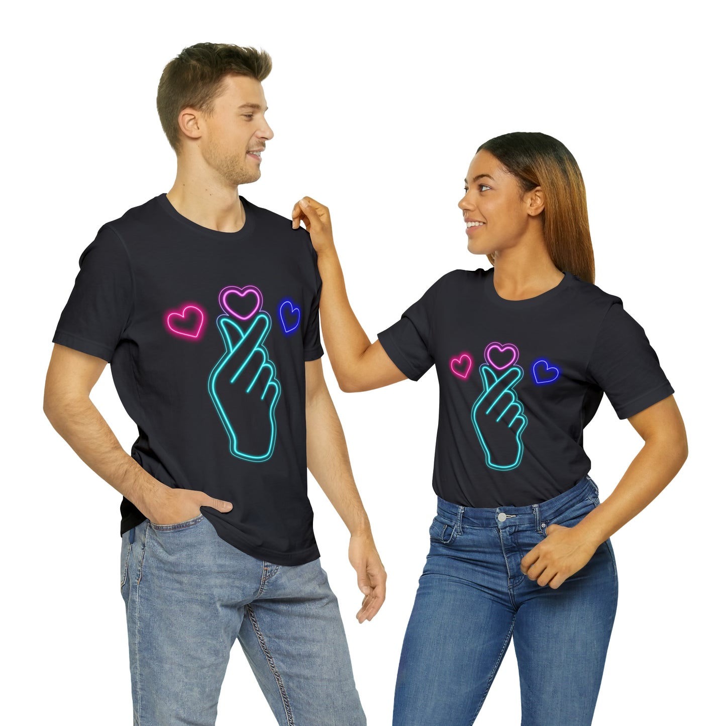 Hand Hearts, T-shirt, Hand, Hearts, Light hearts in a T-shirt, Korean Hand Heart T-shirt