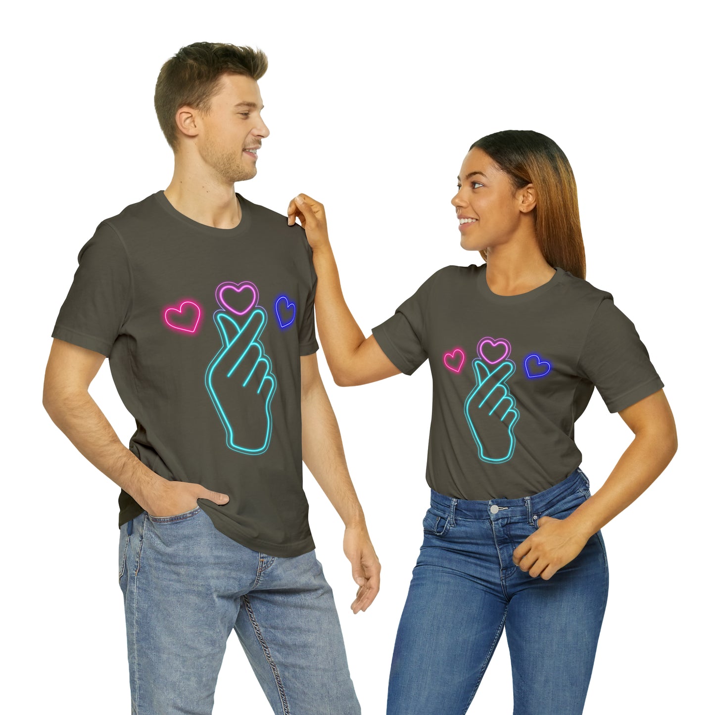 Hand Hearts, T-shirt, Hand, Hearts, Light hearts in a T-shirt, Korean Hand Heart T-shirt