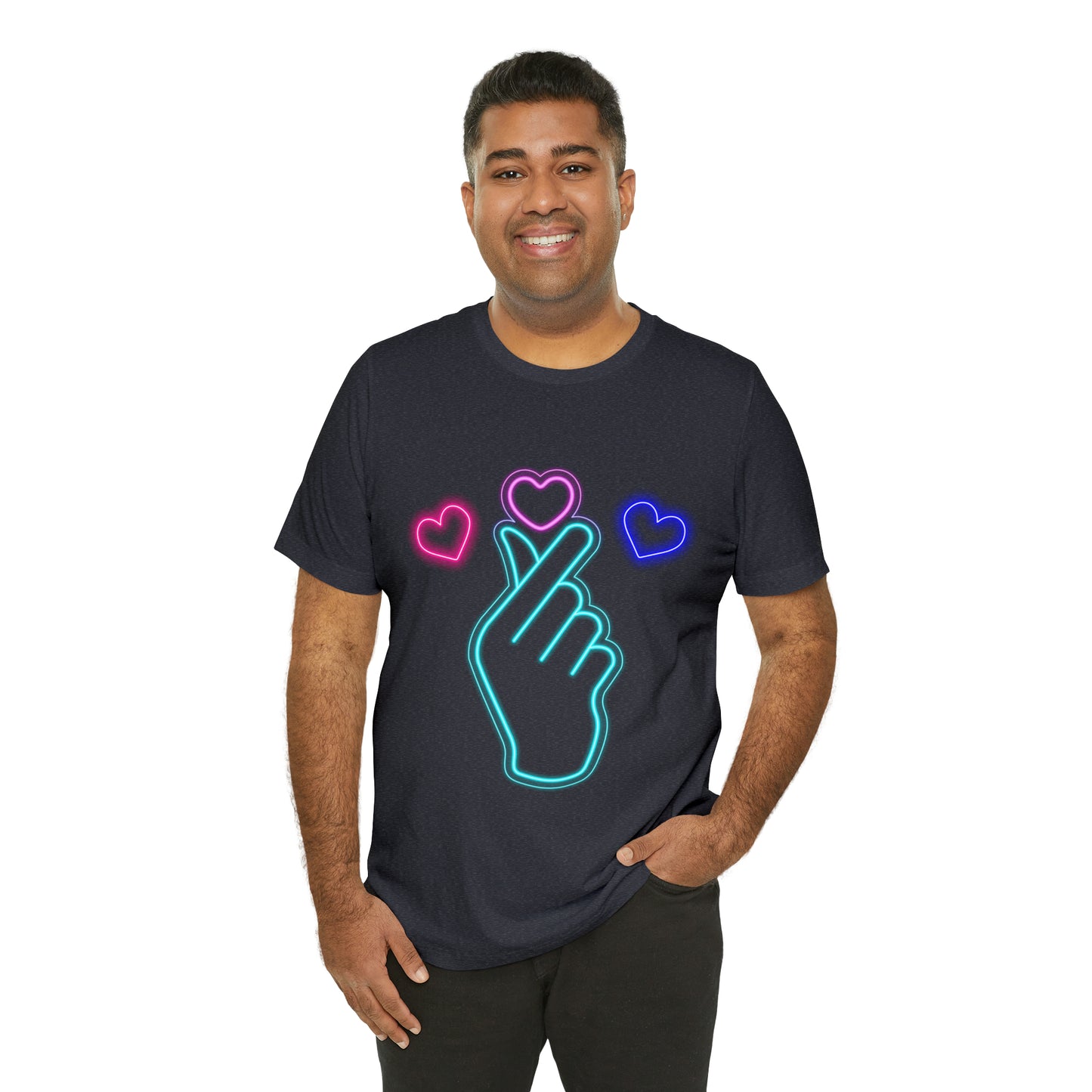 Hand Hearts, T-shirt, Hand, Hearts, Light hearts in a T-shirt, Korean Hand Heart T-shirt