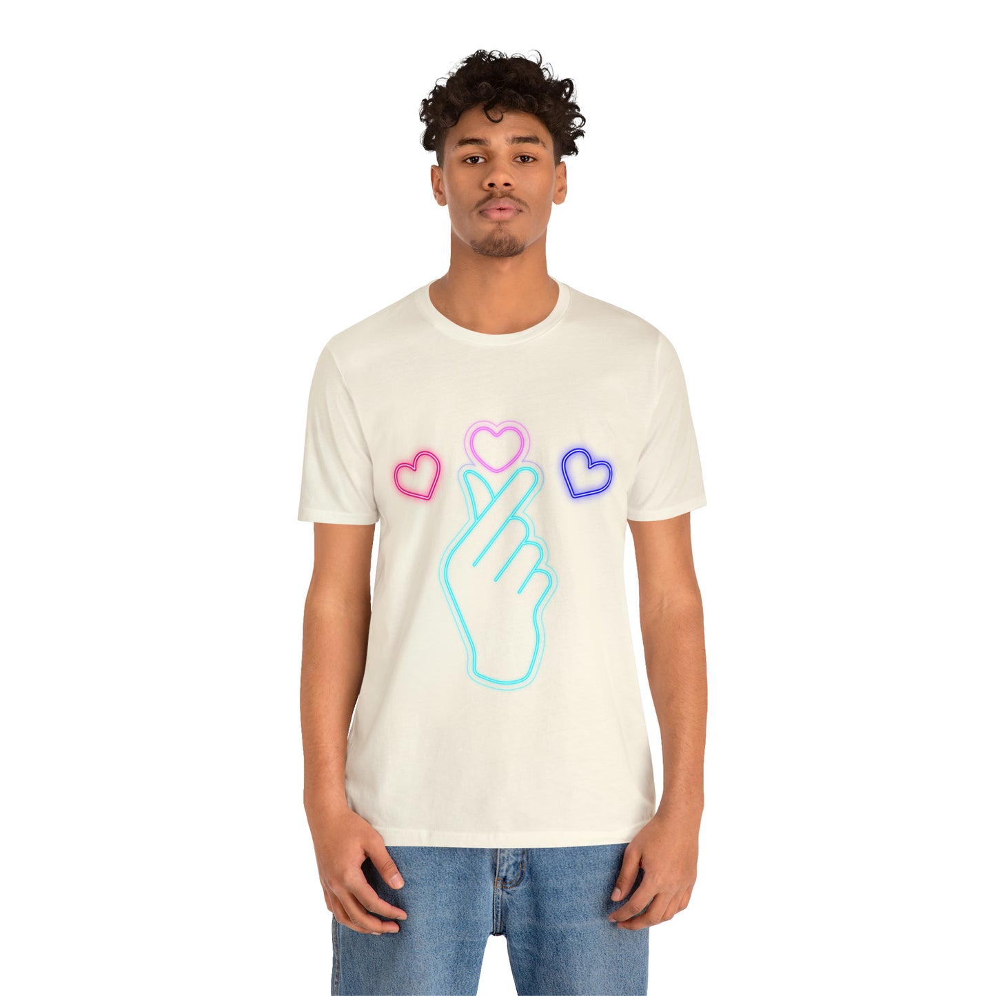 Hand Hearts, T-shirt, Hand, Hearts, Light hearts in a T-shirt, Korean Hand Heart T-shirt