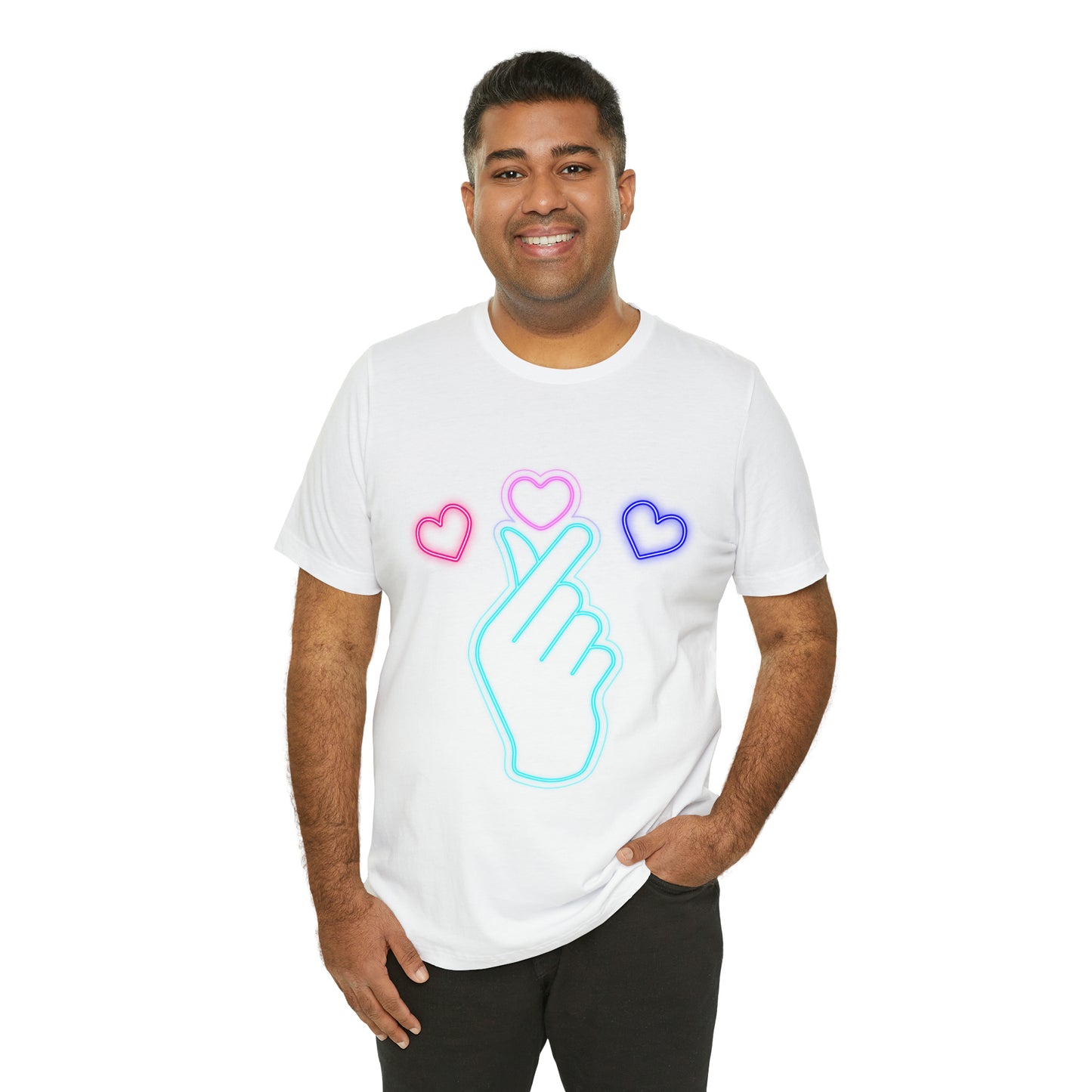 Hand Hearts, T-shirt, Hand, Hearts, Light hearts in a T-shirt, Korean Hand Heart T-shirt
