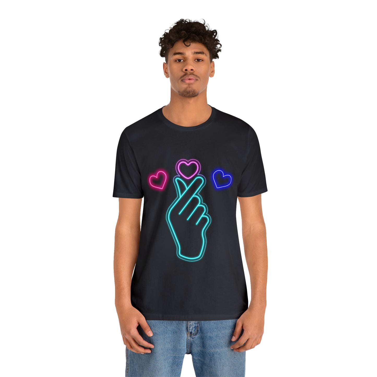 Hand Hearts, T-shirt, Hand, Hearts, Light hearts in a T-shirt, Korean Hand Heart T-shirt