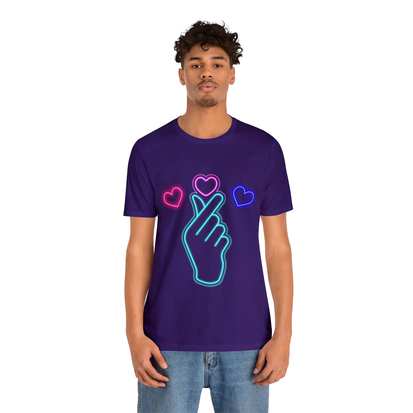 Hand Hearts, T-shirt, Hand, Hearts, Light hearts in a T-shirt, Korean Hand Heart T-shirt