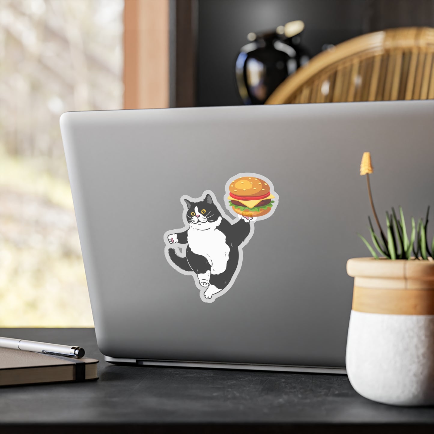 Chonky Cheeseburger Cat Vinyl Sticker