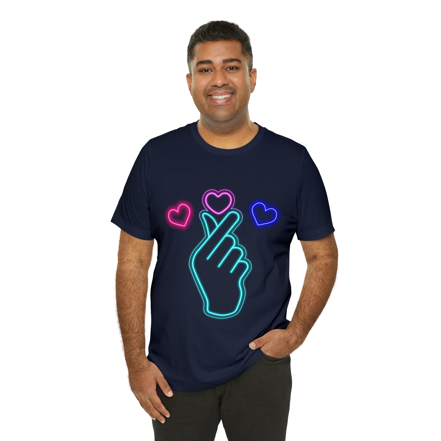 Hand Hearts, T-shirt, Hand, Hearts, Light hearts in a T-shirt, Korean Hand Heart T-shirt
