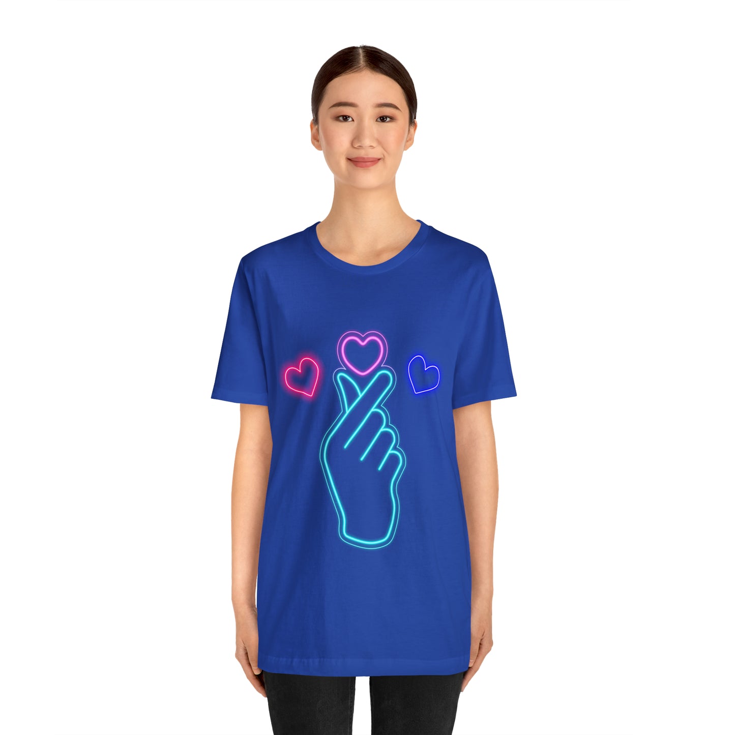 Hand Hearts, T-shirt, Hand, Hearts, Light hearts in a T-shirt, Korean Hand Heart T-shirt