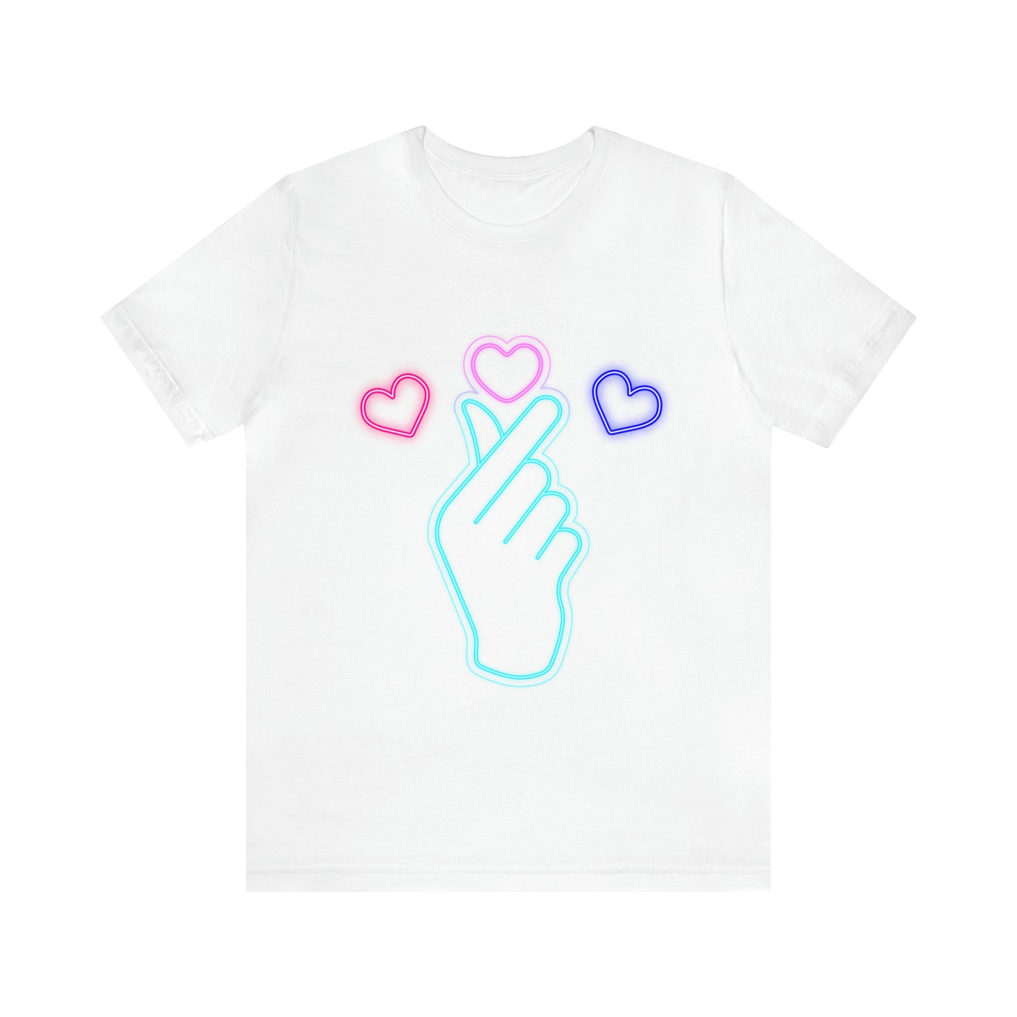Hand Hearts, T-shirt, Hand, Hearts, Light hearts in a T-shirt, Korean Hand Heart T-shirt