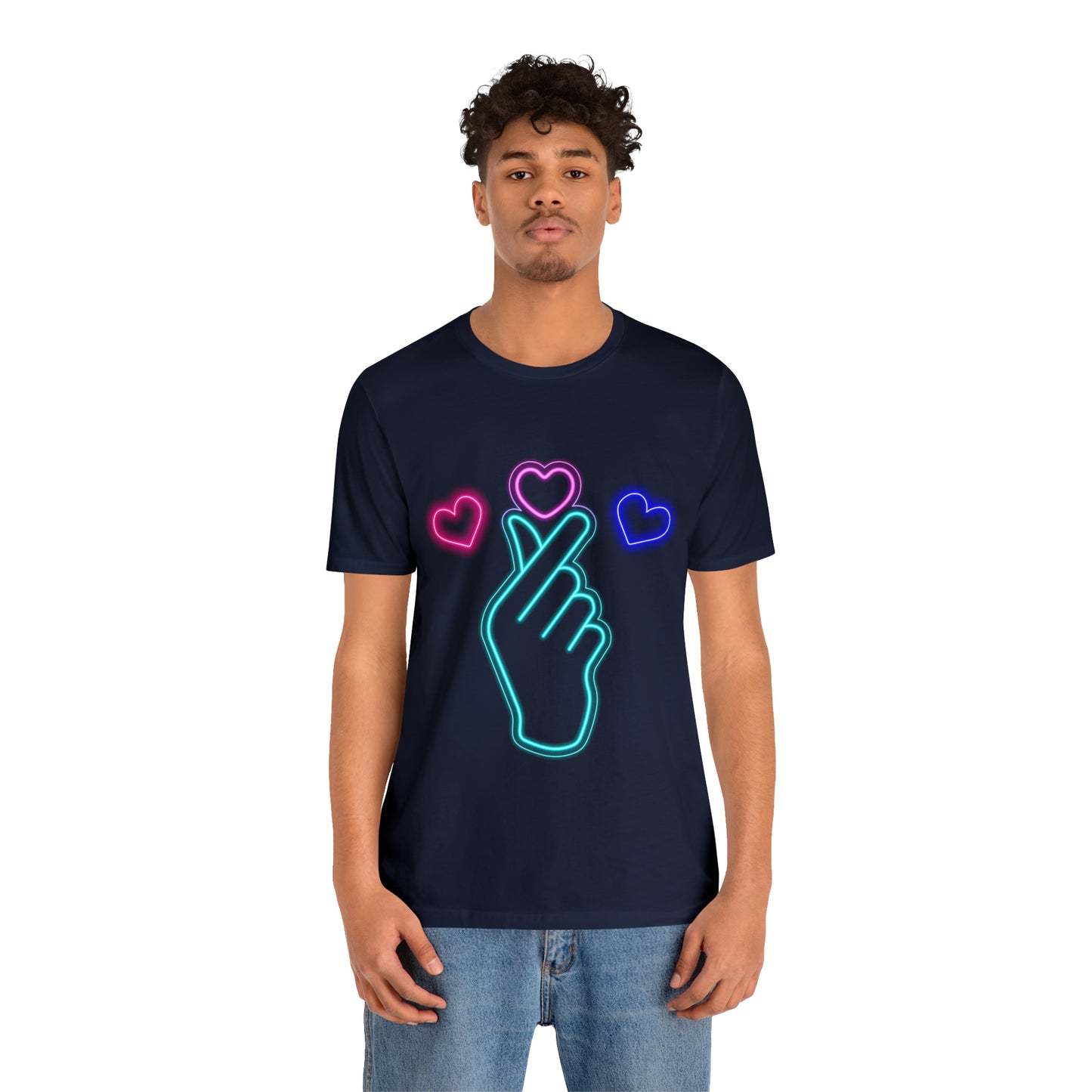 Hand Hearts, T-shirt, Hand, Hearts, Light hearts in a T-shirt, Korean Hand Heart T-shirt