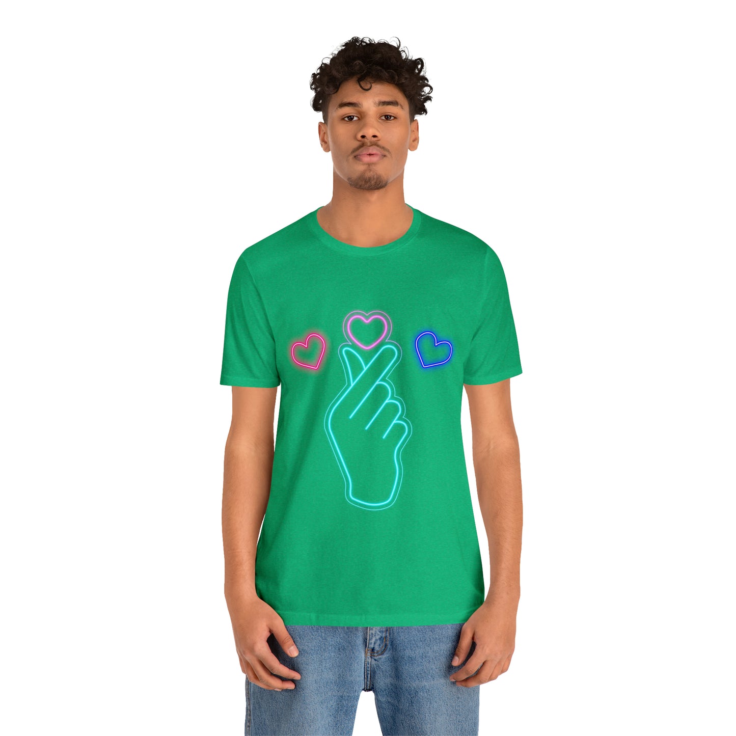 Hand Hearts, T-shirt, Hand, Hearts, Light hearts in a T-shirt, Korean Hand Heart T-shirt