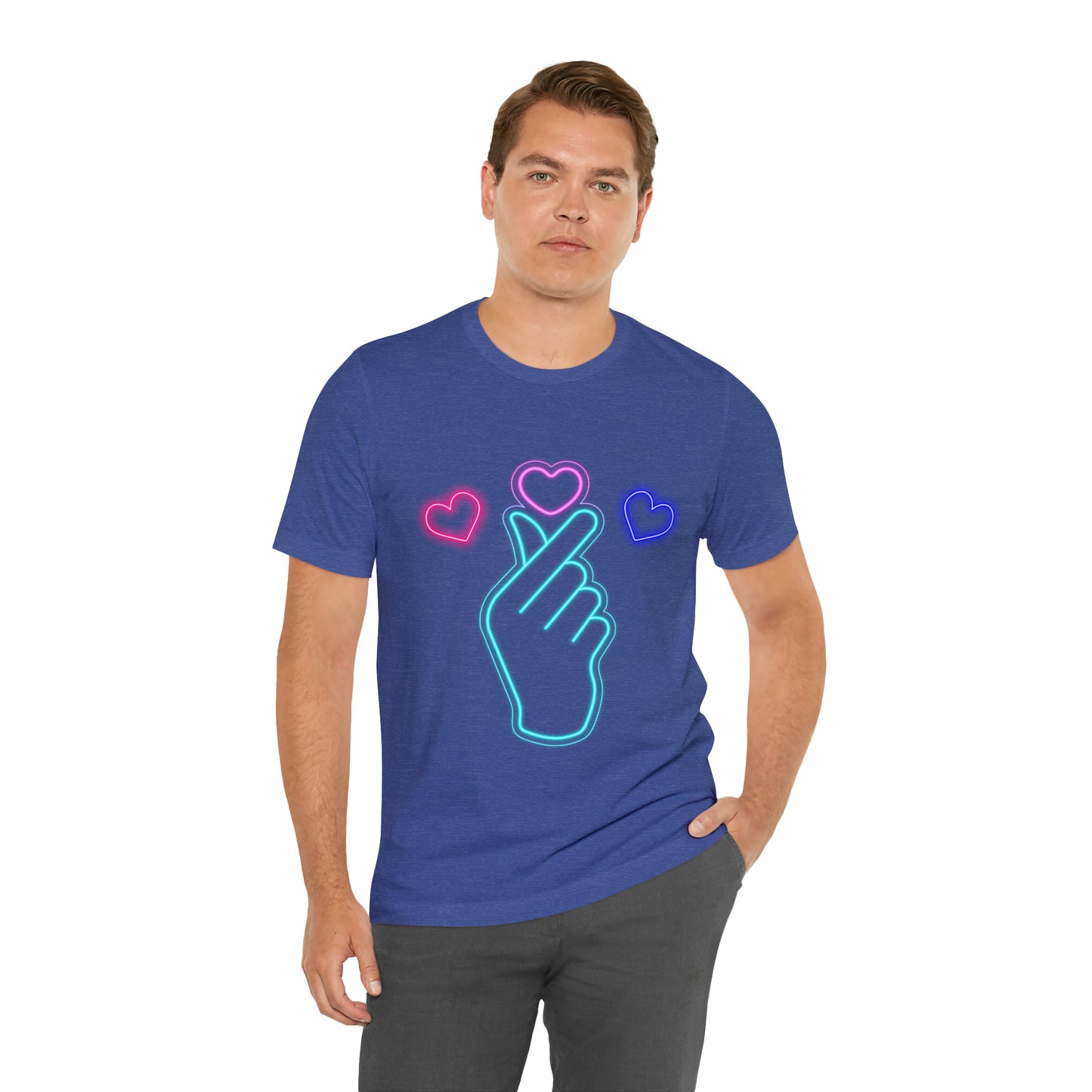 Hand Hearts, T-shirt, Hand, Hearts, Light hearts in a T-shirt, Korean Hand Heart T-shirt