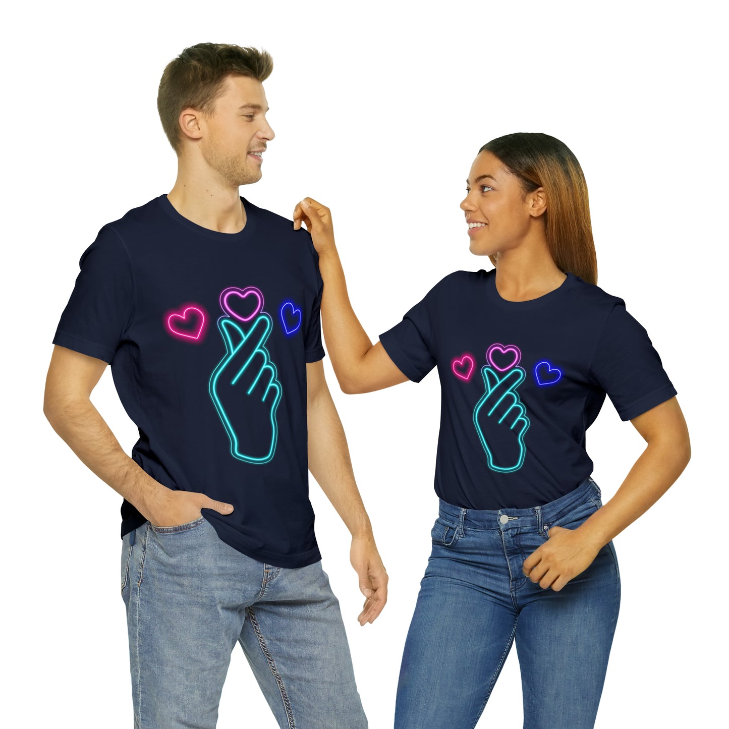 Hand Hearts, T-shirt, Hand, Hearts, Light hearts in a T-shirt, Korean Hand Heart T-shirt