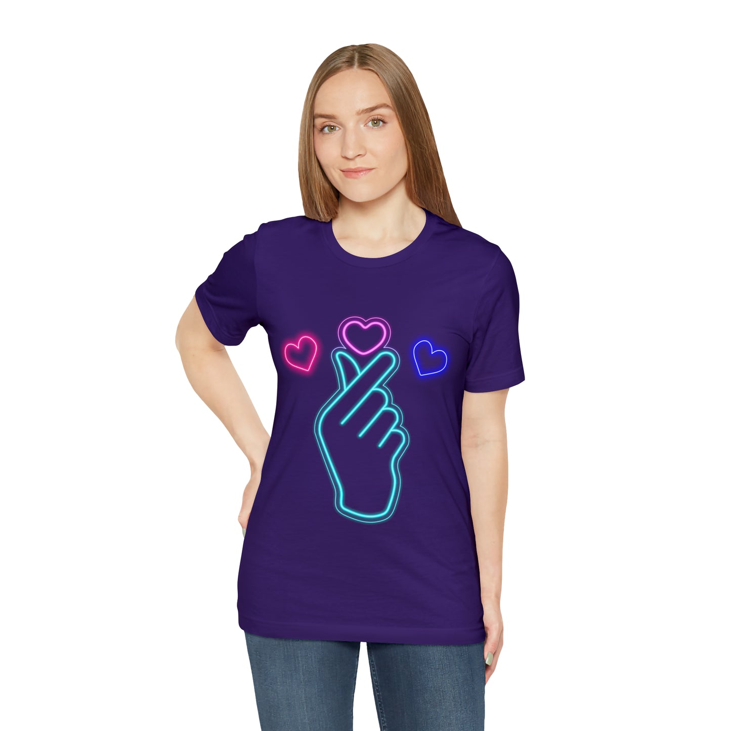 Hand Hearts, T-shirt, Hand, Hearts, Light hearts in a T-shirt, Korean Hand Heart T-shirt